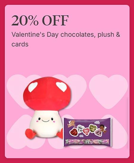 20% Off Valentine's Day Chocolates, Plush & Cards
