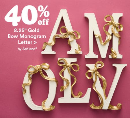 40% Off 8.25'' Gold Bow Monogram Letter