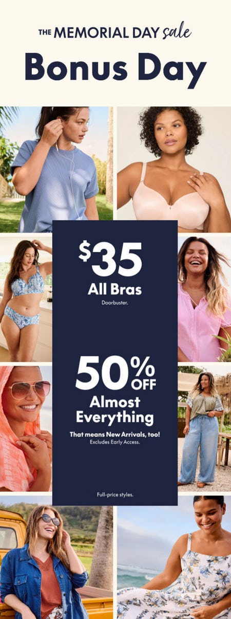 $35 All Bras and 50% off Almost Everything