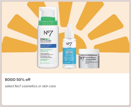 BOGO 50% Off Select No7 Cosmetics or Skin Care
