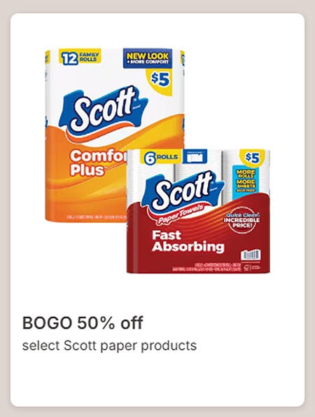 BOGO 50% Off Select Scott Paper Products