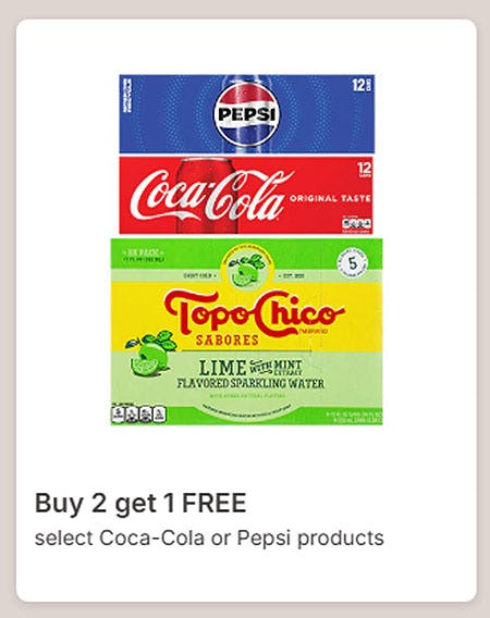 Buy 2 Get 1 Free Select Coca-Cola or Pepsi Products