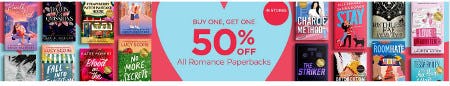 Buy One, Get One 50% Off All Romance Paperbacks