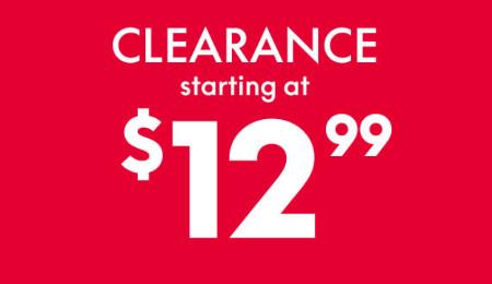 Clearance Starting at $12.99