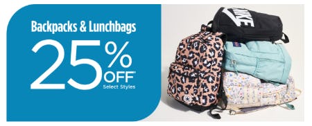 25% Off Backpacks & Lunchbags