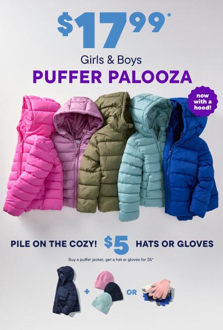 Buy a Puffer Jacket, Get a Hat or Gloves for $5