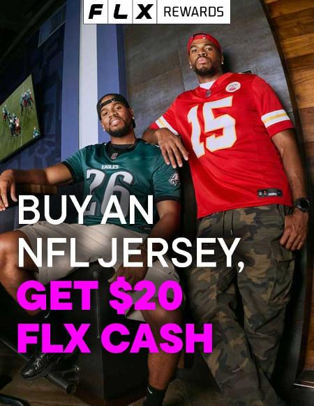 Buy an NFL Jersey, Get $20 FLX Cash