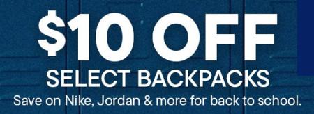 $10 off Select Backpacks