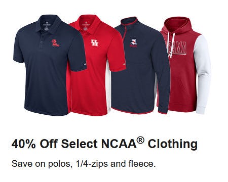 40% Off Select NCAA Clothing
