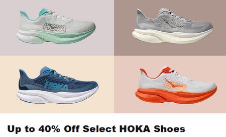 Up to 40% Off Select HOKA Shoes