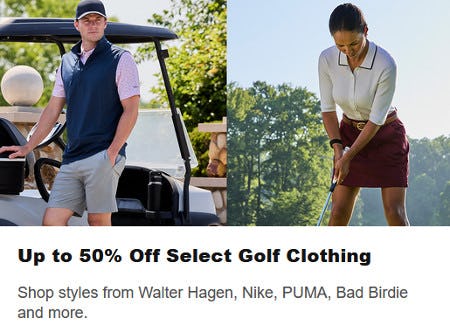 Up to 50% Off Select Golf Clothing