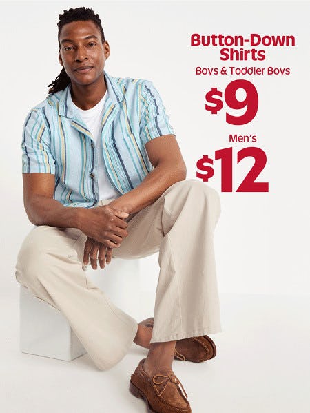 Shirts for Men's and $9 for Boys and Toddler Boys