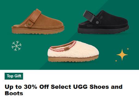 Up to 30% off Select UGG Shoes and Boots