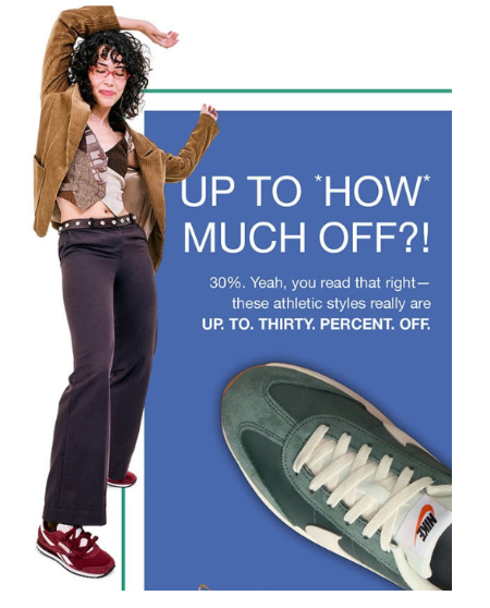 30% Off Athletic Styles