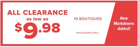 All Clearance As Low as $9.98