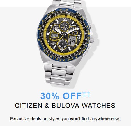 30% off Citizen and Bulova Watches