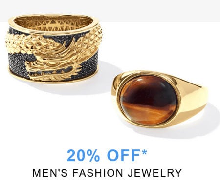 20% off Men's Fashion Jewelry