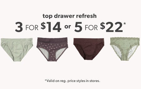 3 for $14 or 5 for $22 Panties