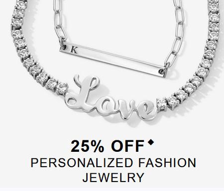 25% off Personalized Fashion Jewelry
