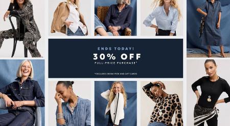 Ends Today: 30% Off Your Full-Price Purchase