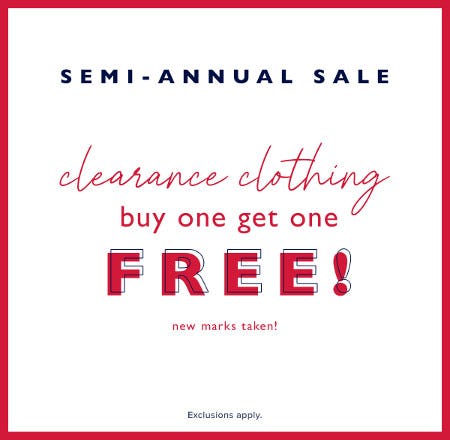 Clearance Clothing Buy One, Get One Free