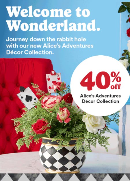 40% Off Alice's Adventures Décor Collection