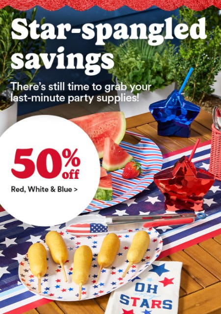 50% Off Red, White & Blue