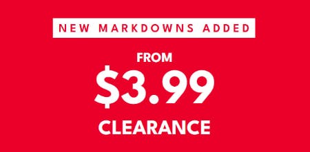 New Markdowns Added From $3.99 Clearance
