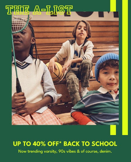 Up to 40% off Back to School