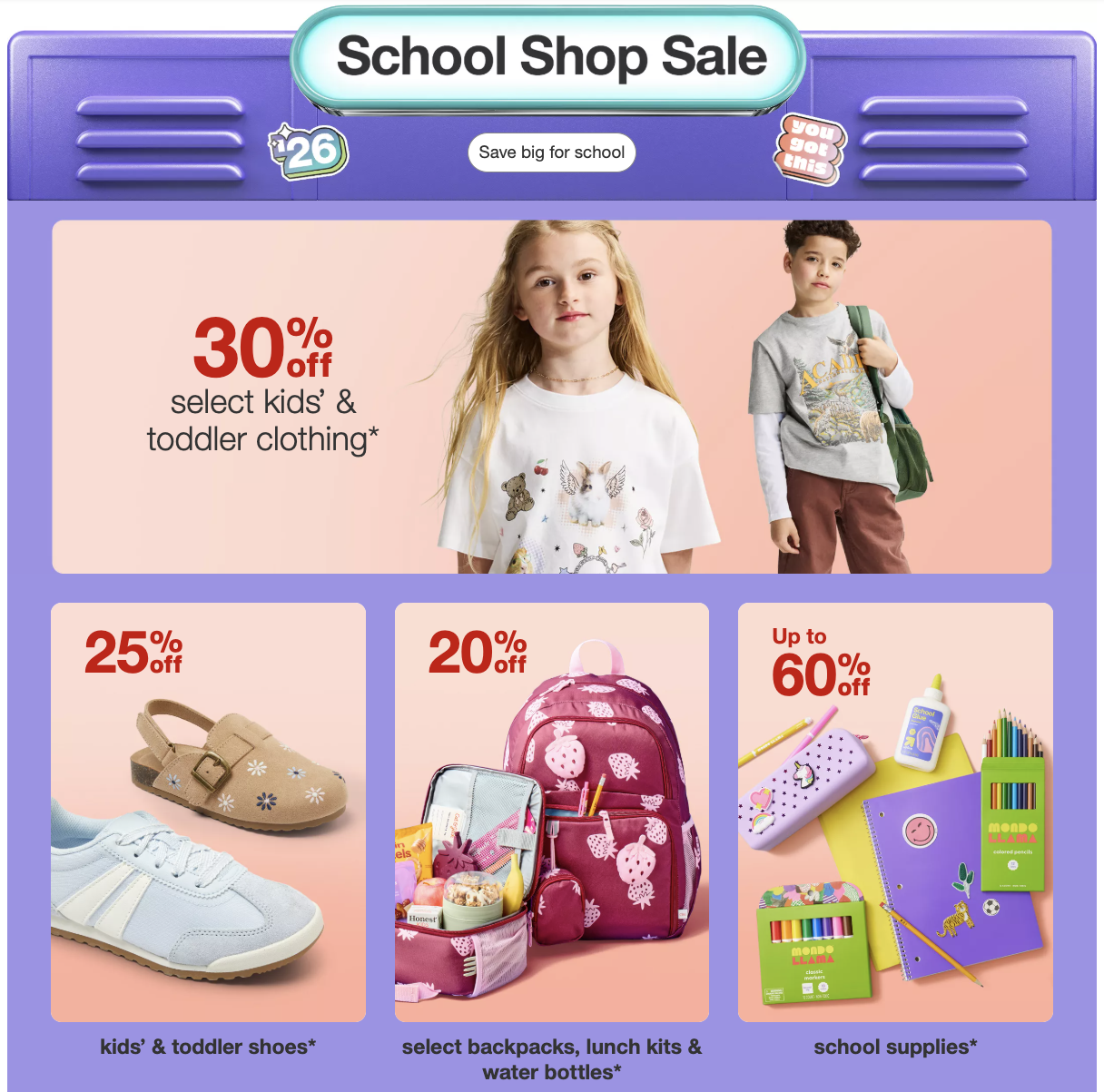 Target School Shop Sale