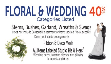 40% Off Floral & Wedding