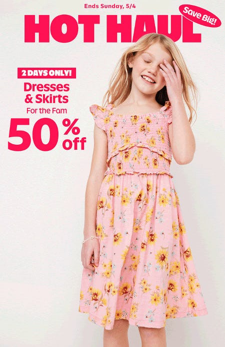 50% off Dresses and Skirts for the Family
