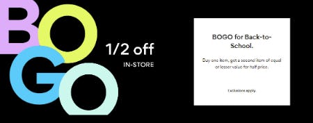 BOGO 1/2 Off In-Store