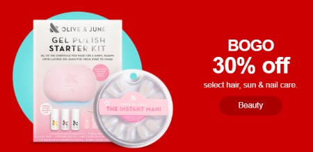BOGO 30% Off on Select Hair, Sun & Nail Care