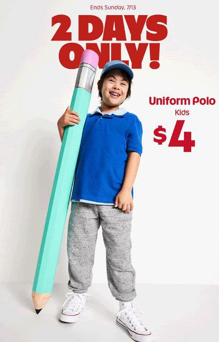 $4 Uniform Polo for Girls and Boys