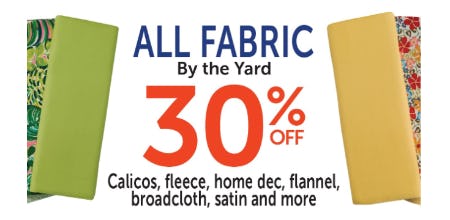 30% Off All Fabric