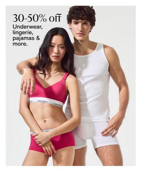 30-50% off Underwear, Lingerie, Pajamas and More