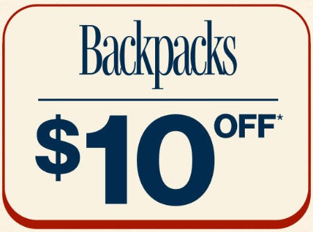 Backpacks $10 Off
