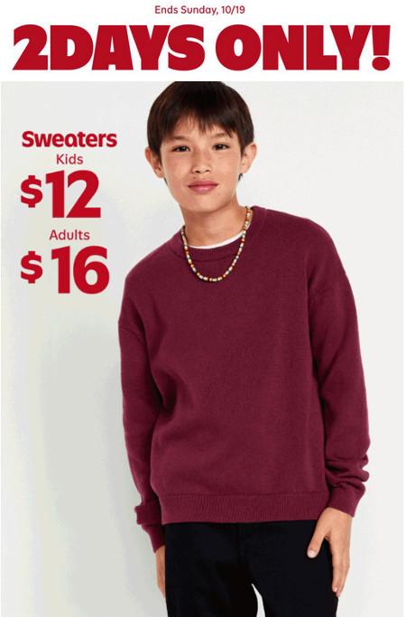 $16 Sweaters for Adults and $12 for Kids