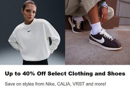 Up to 40% Off Select Clothing and Shoes