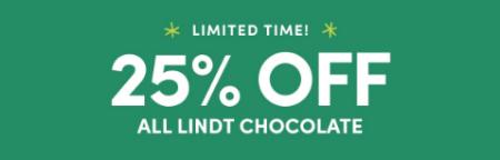 25% Off All Lindt Chocolate