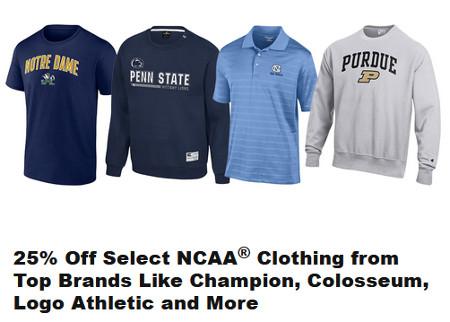 25% Off Select NCAA Clothing from Top Brands Like Champion, Colosseum, Logo Athletic and More