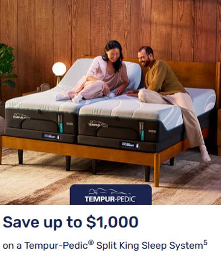 Save Up to $1,000 on a Tempur-Pedic Split King Sleep System