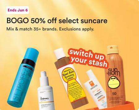 BOGO 50% off Select Suncare