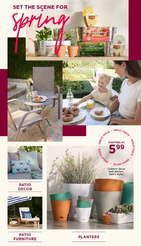 Starting at $5.99 Outdoor Decor and planters