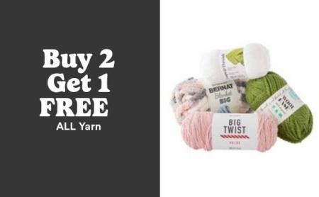 Buy 2, Get 1 Free All Yarn
