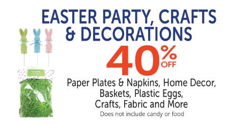 40% Off Easter Party, Crafts & Decorations
