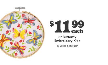 $11.99 Each 6'' Butterfly Embroidery Kit