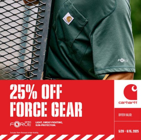 25% Off Carhartt Force Gear