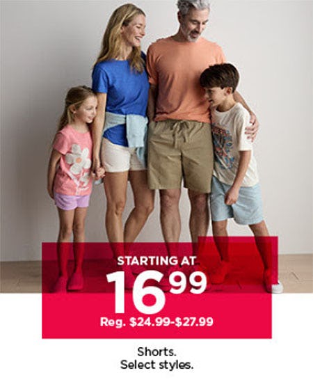 Starting at $16.99 Shorts
